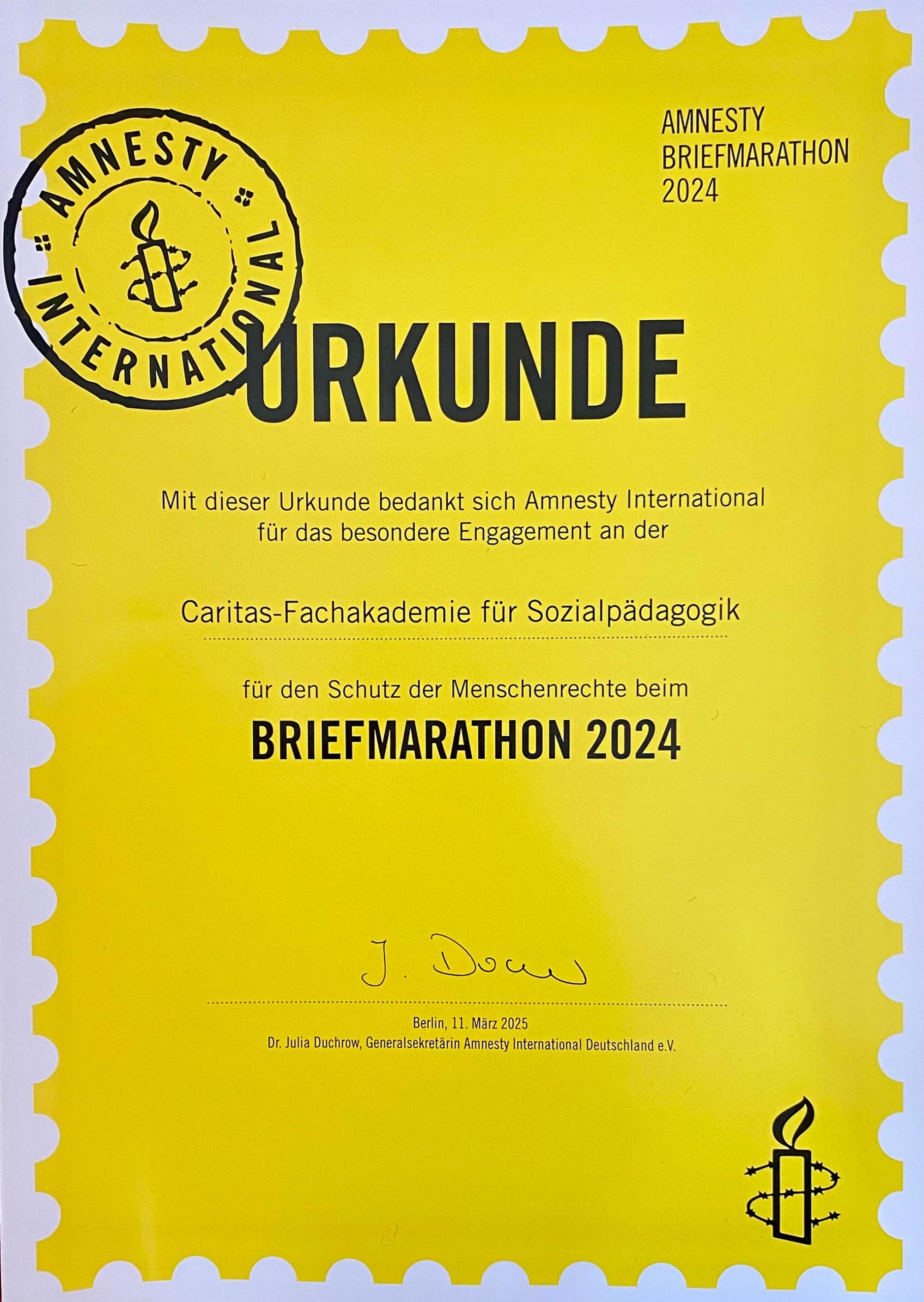 Briefmarathon Amnesty 2025