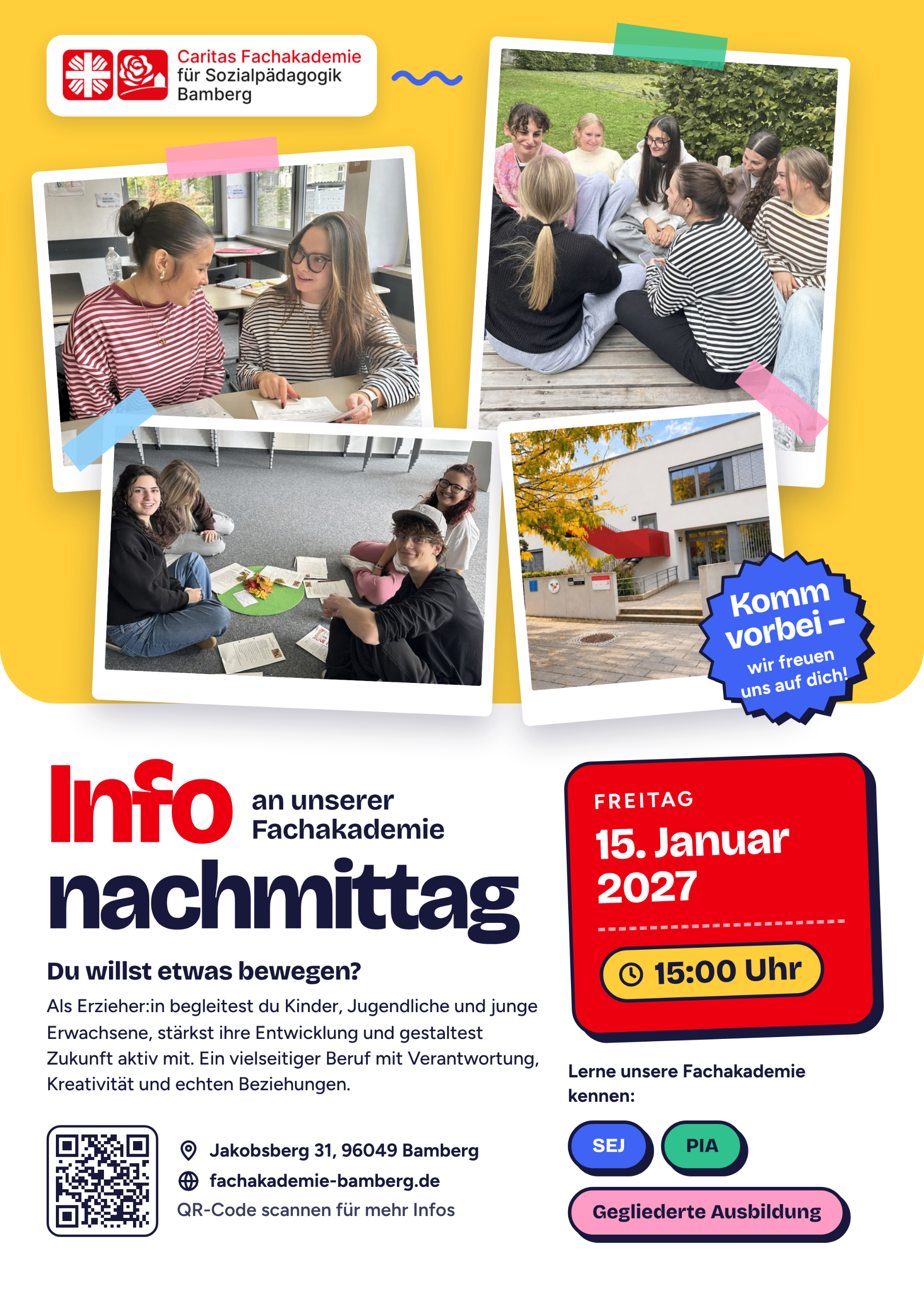 Info-Nachmittag der Fachakademie für Sozialpädagogik Bamberg am 15.01.2027 ab 15 Uhr